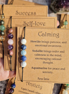 夏季天然石手工编织手绳波西米亚旅行风格手串保护焦虑饰品