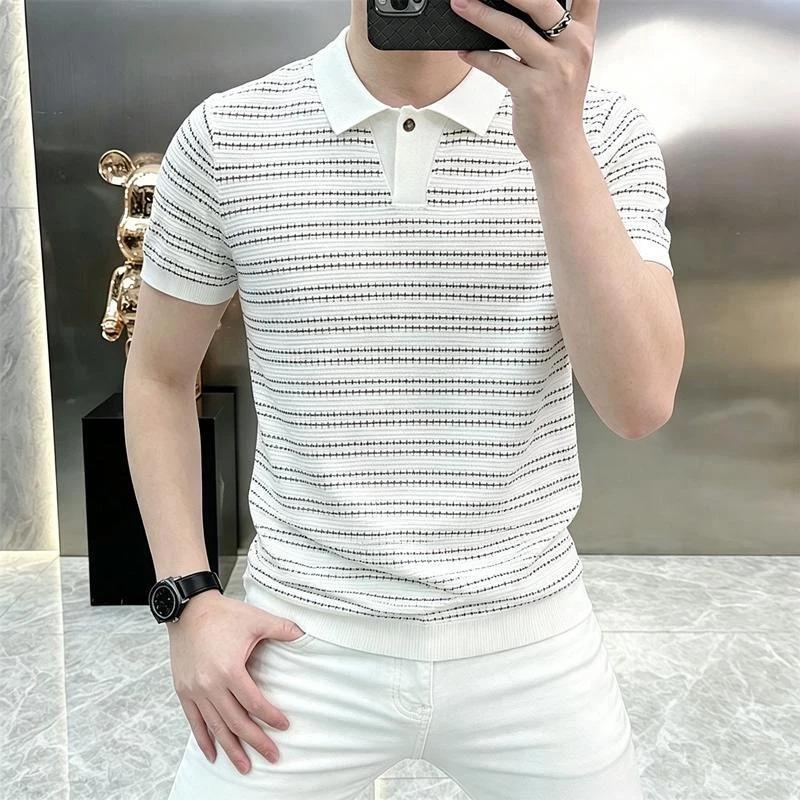 Heron Cloub老钱风男短袖POLO衫夏季翻领时尚商务休闲针织半袖T恤