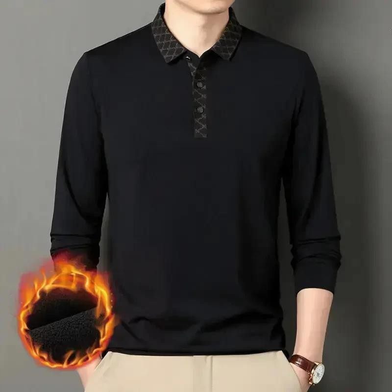 光影服饰b百货冬季新男士长袖Polo衫中年翻领加绒加厚时尚长袖T恤,男装,中老年上装,淘宝优惠券,粉丝福利购,淘宝优惠卷