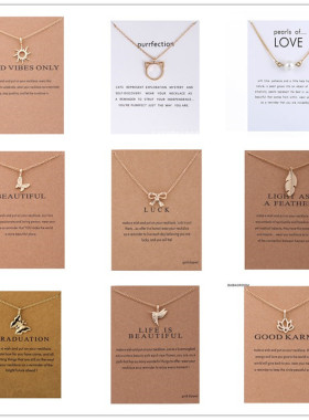 直销动物蝴蝶独角兽合金卡片项链锁骨链