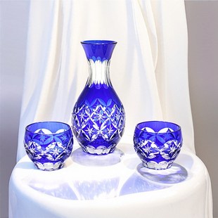 清酒杯烈酒杯白酒杯分酒器手工雕刻江户切子玻璃玻璃杯家用 日式