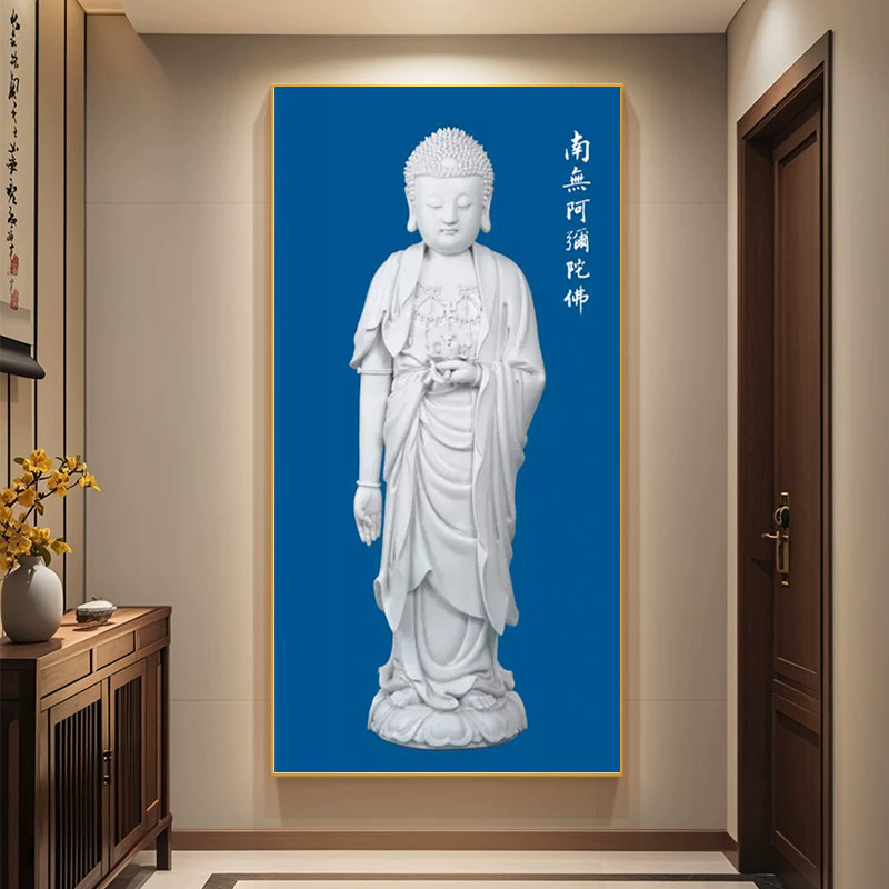 观世音菩萨佛像挂画三宝佛地藏王文殊普贤菩萨LED带灯供奉装饰画