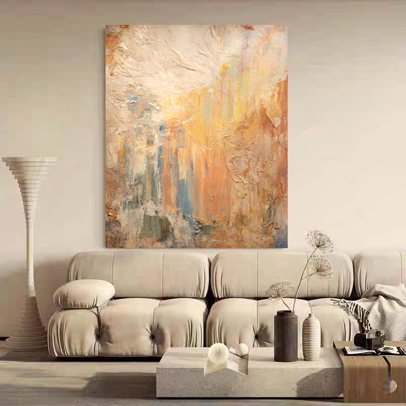 BJ.paint《轻罗》原创高清微喷晶瓷画高级感客厅装饰画玄关抽象布