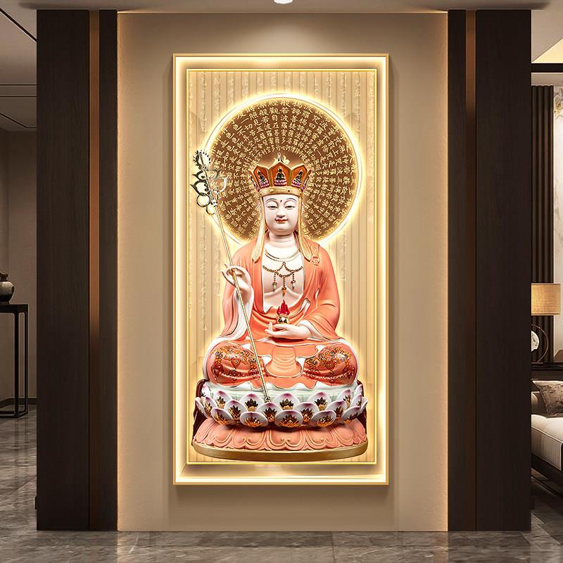 六道地藏王菩萨佛像画 画像挂画 画带灯寺庙佛堂家用供奉背景墙装