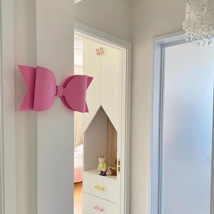 蝴蝶结装饰墙上ins粉色少女心立体超大卧室房间结婚门上布置墙贴