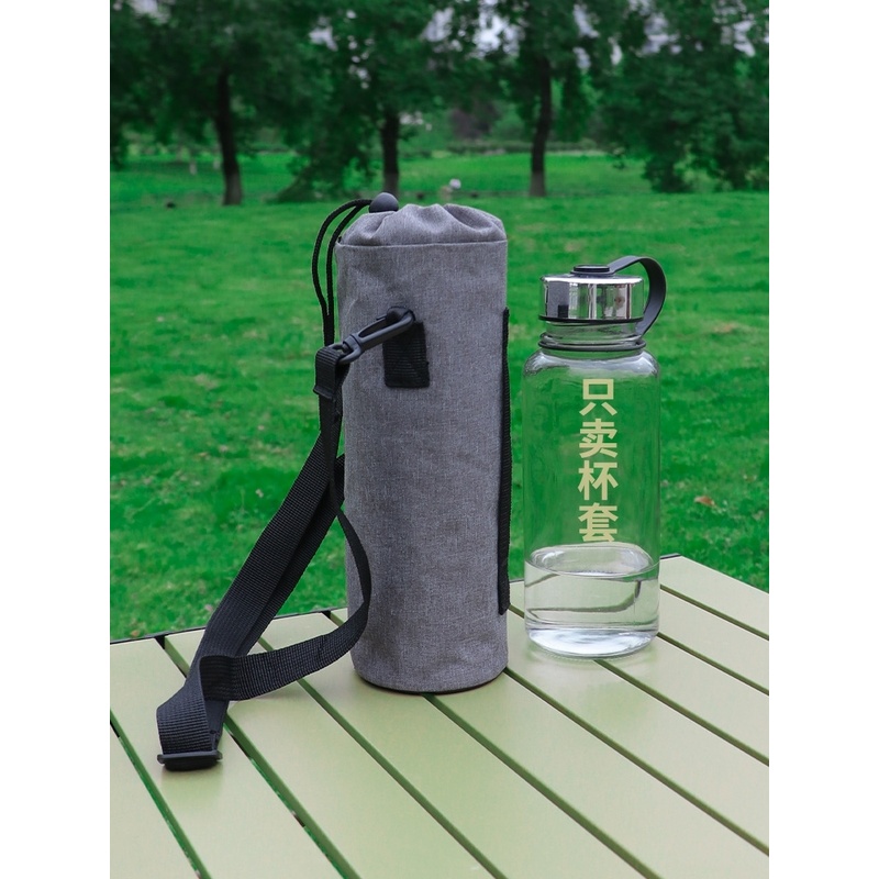 双层加厚保温杯套户外运动保冷水杯袋大容量束口斜挎水壶保护杯套