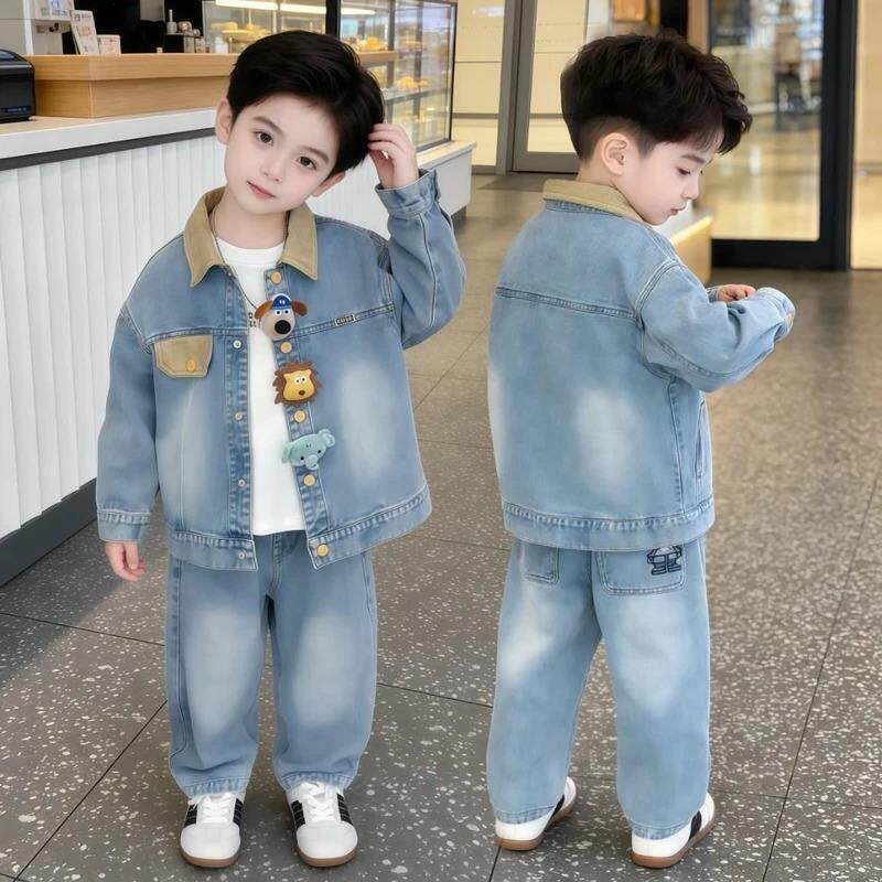范哲优选2男童牛仔套装2026新款韩版洋气春装外套帅气时髦两件套