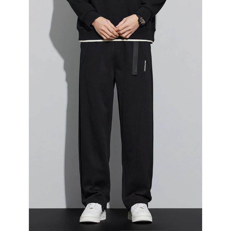 新织序衣舍男裤春秋季潮流胖子宽松休闲厚棉裤直筒裤子男款弯刀裤