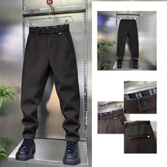 YANS轻奢男装秋冬新款男士休闲I裤时尚简约商务保暖加绒加厚修身