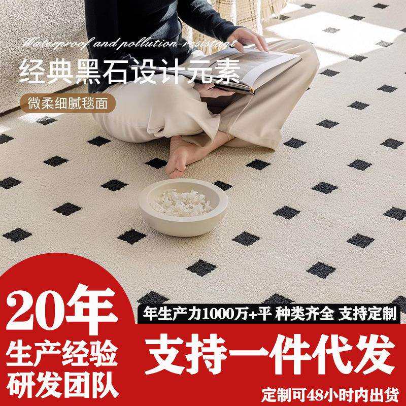黑石公寓硅藻丝地毯客厅高级极简奶油米白沙发茶几毯卧室床前地垫