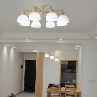 奶油网红卧室灯网红爆款餐厅吊灯书房主灯简约日式原木客厅吸顶灯
