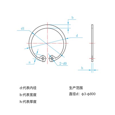 GB893A/DIN472A孔用弹性挡圈 发黑内卡簧卡环C型弹性挡圈44-51HRC