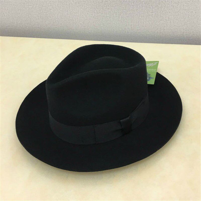 新款上海滩纯羊毛呢礼帽爵士帽许文强周润发男士老人大檐帽子包邮