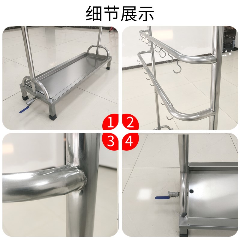 定制304不锈钢清洁用具架 三杆接水盘 沥水架 抹布架拖把架挂架扫