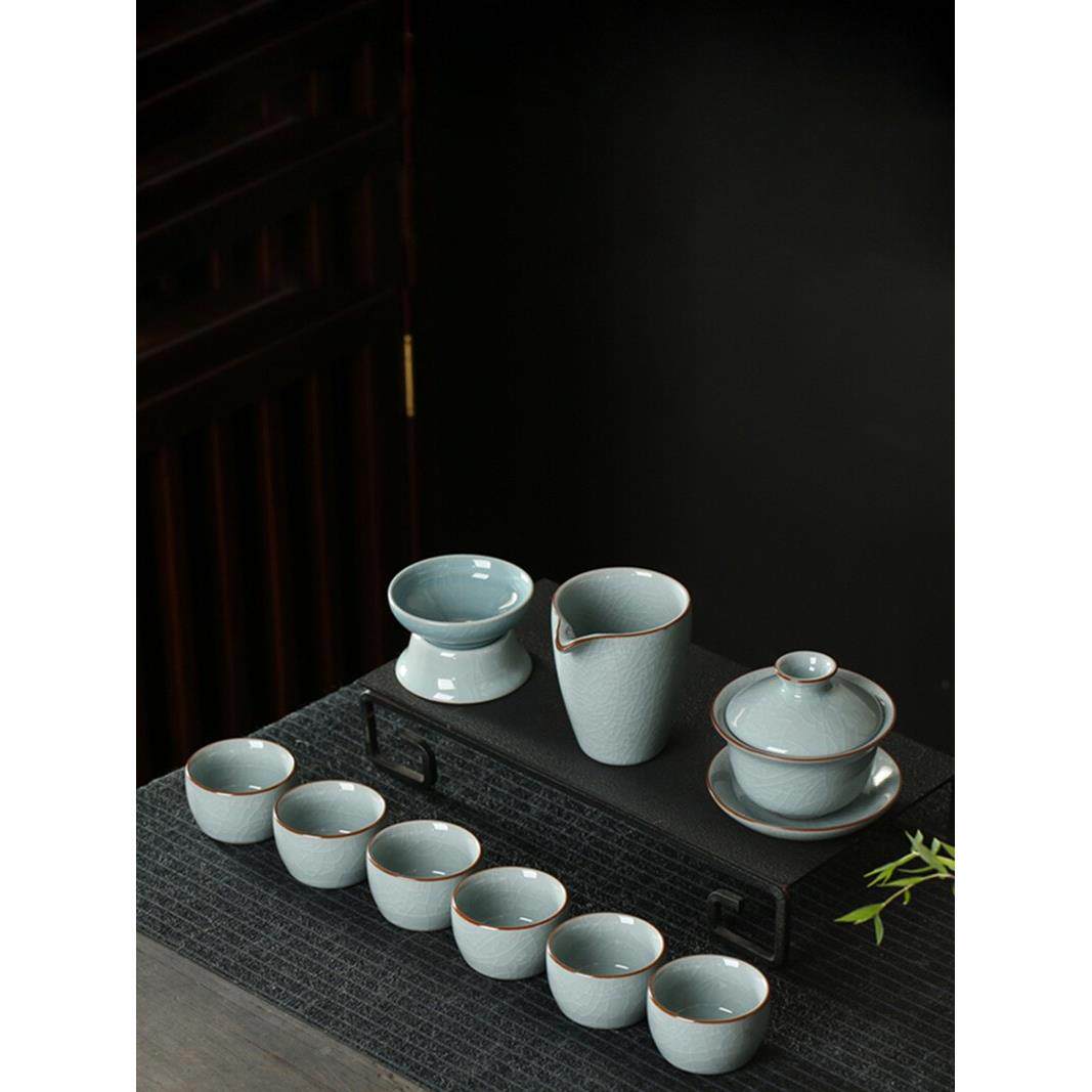 哥窑茶具套装家用中式陶瓷茶杯小功夫泡茶器汝窑组客厅办公室会客