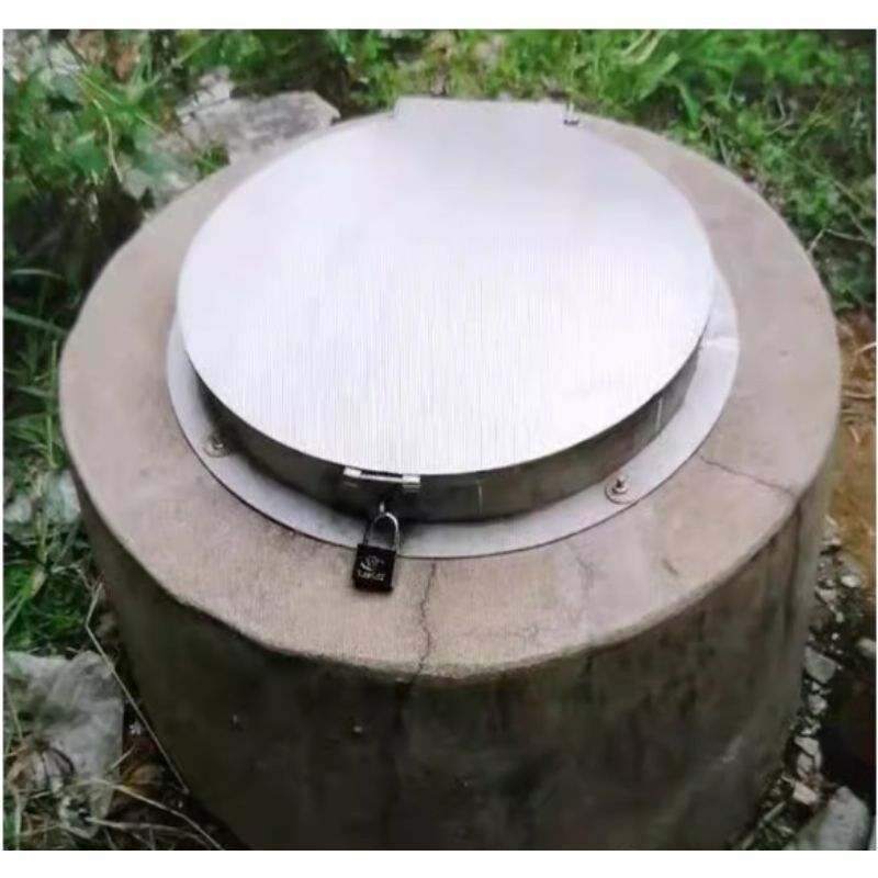 不锈钢防盗带锁井盖圆形方形雨水污水井装饰窨井盖家用排水沟盖板