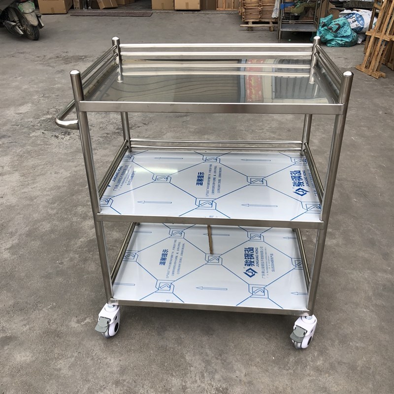 304双层不锈钢手推车仪器车实验室小推车工具车手术仪器器械台
