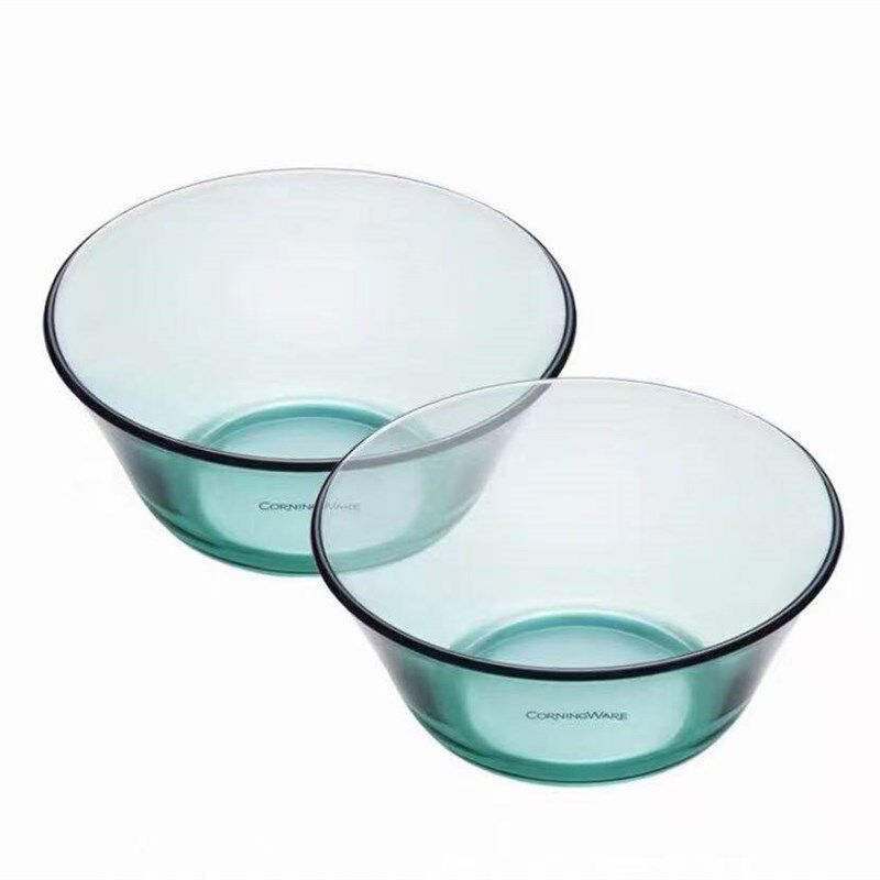 康宁正品湖绿色玻璃餐具套装菜盘碗碟水杯双耳蒸蛋羹甜品水果沙拉