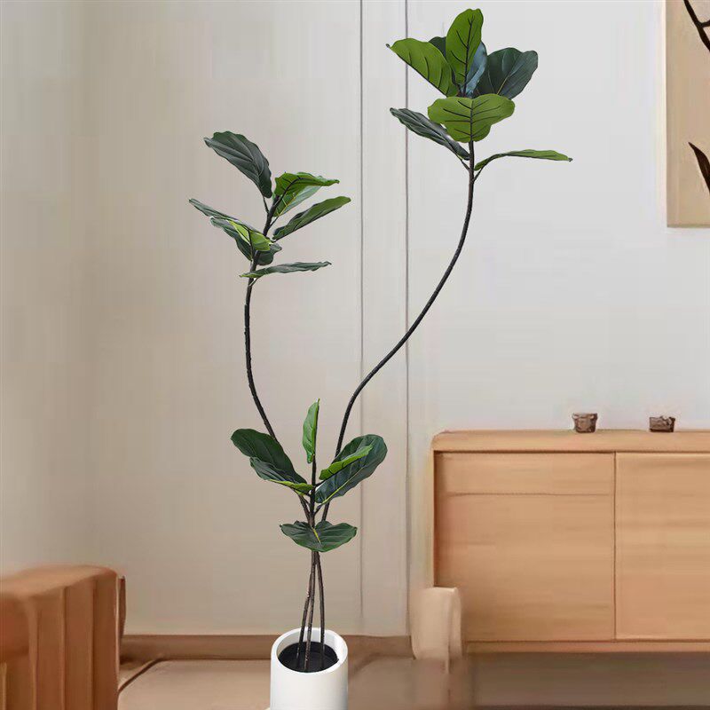 仿真绿植室内客厅办公室装饰摆件假植物假细杆造型琴叶榕盆景盆栽