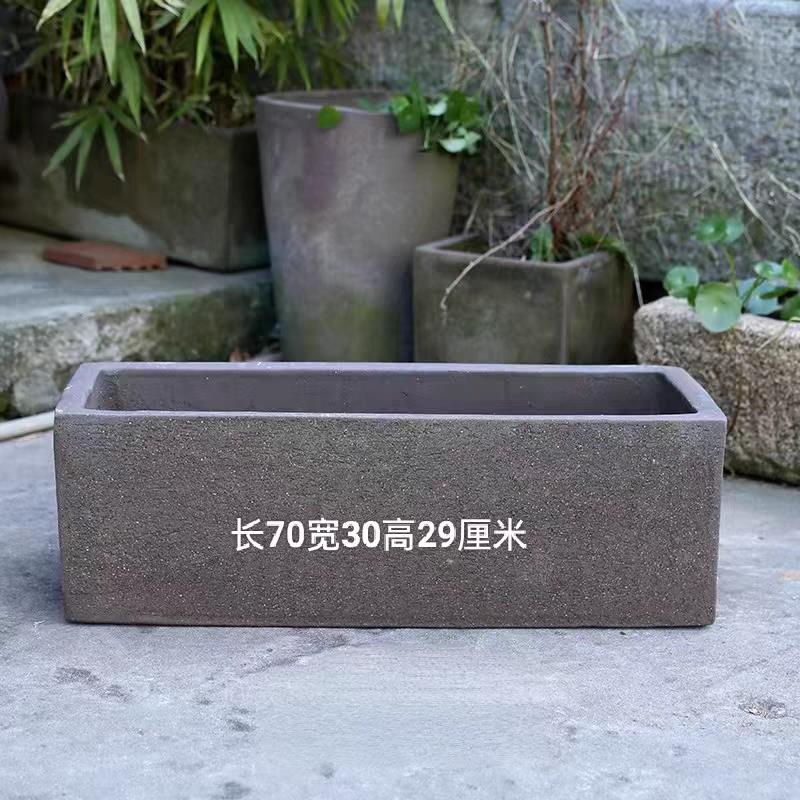 宜兴紫砂花盆粗陶长方形花盆水培F盆别墅庭院古法养鱼陶瓷鱼缸