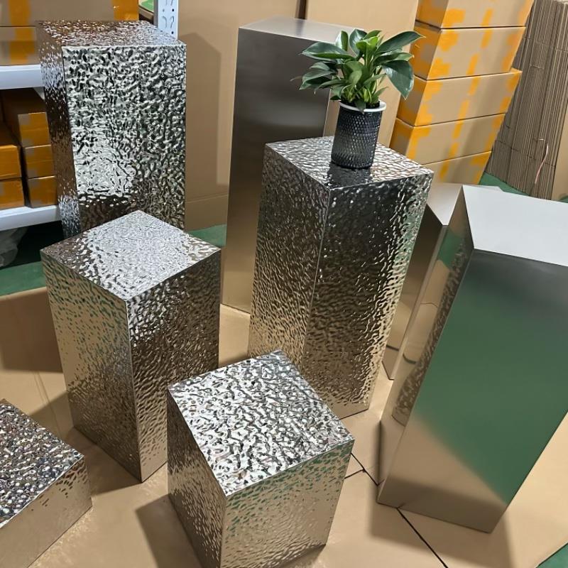 服装店模特站台高低流水台橱窗装饰地台水波纹不锈钢不锈钢展示台