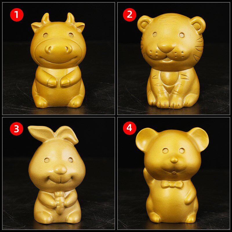 十二生肖鼠丑牛巳蛇酉鸡可爱铜鸡存铜老虎猴金羊年吉祥物摆件可爱