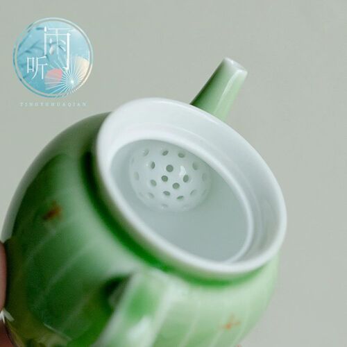 祖母绿事事如意灯笼茶壶中式泡茶单壶陶瓷小茶壶一人用泡茶器送礼