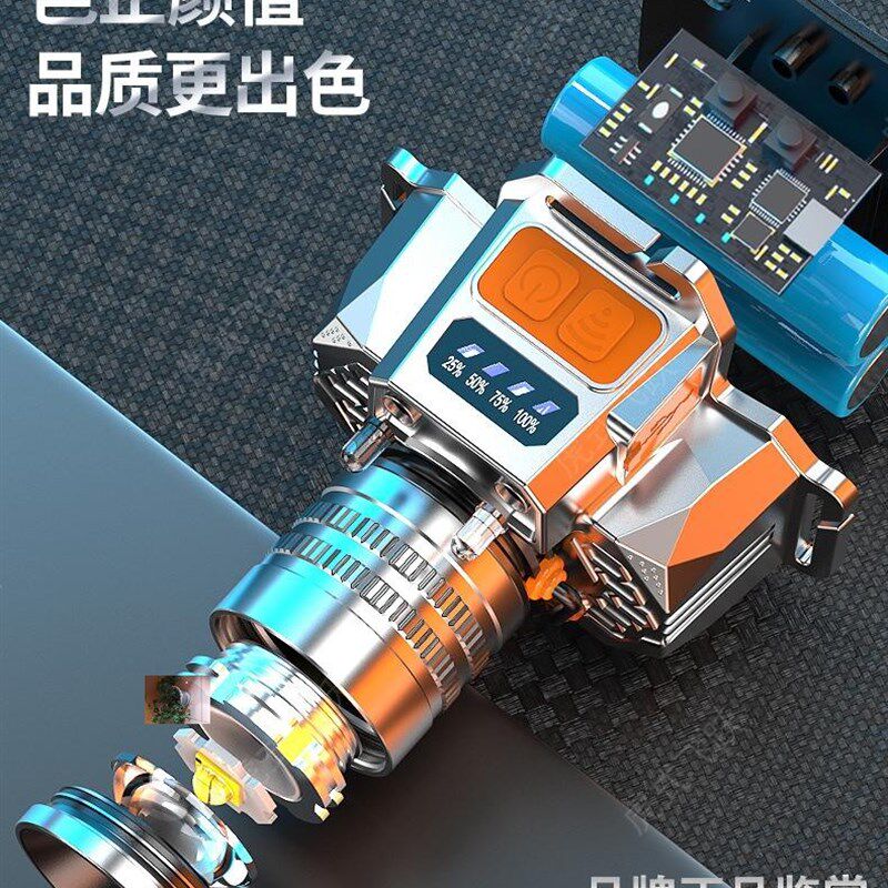 虎式飞跃天天运动户外感应双开关伸缩变焦强光头灯钓鱼手电筒
