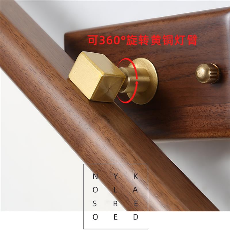镜前灯可旋转调节新中式壁灯客厅背景墙化妆室卧室床头胡桃木灯具