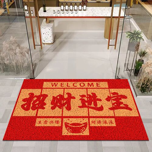 丝圈入户门地垫踏者生财商用店门口防滑脚垫门垫店铺开业红色地毯