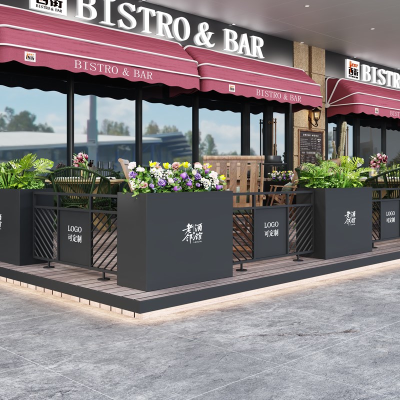 转角栅栏餐厅店铺户外网格围栏隔断护栏室外篱笆围墙花槽铁艺花箱