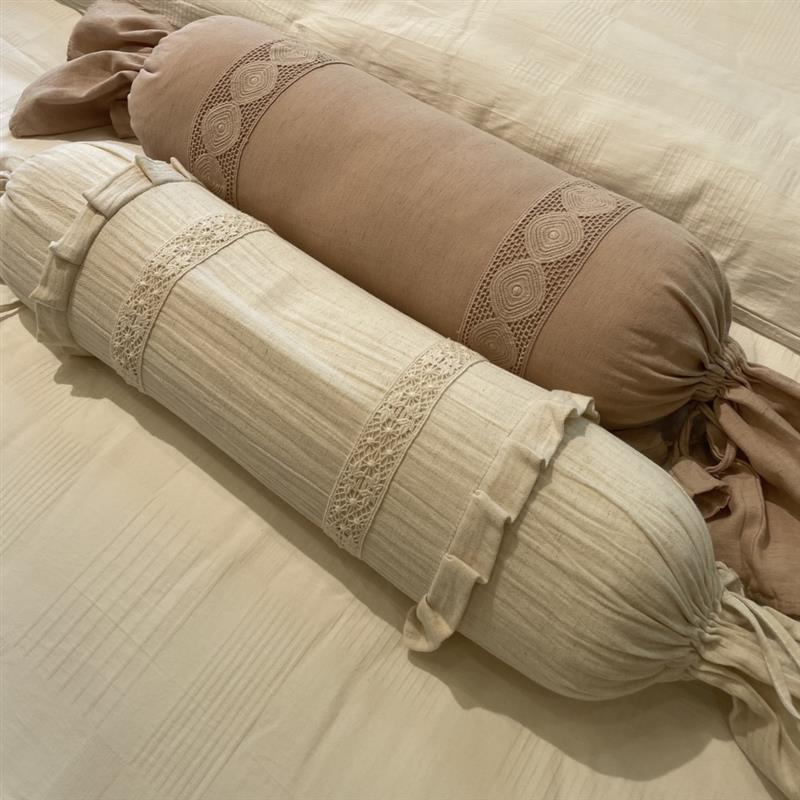 法式复古棉麻糖果抱枕可拆洗圆柱枕家居软装搭配摄影道具沙发腰枕