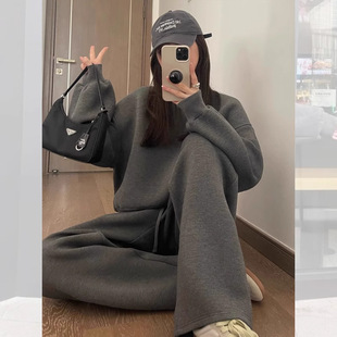 韩版卫衣休闲运动衣服女套装冬季时尚小个子春秋穿搭阔腿裤两件套