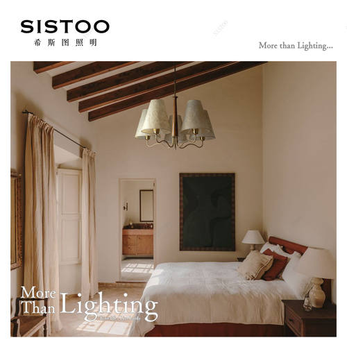 中古世纪古董羊皮纸卧室吊灯设计师款实木吸氧老钱风卧室吊灯