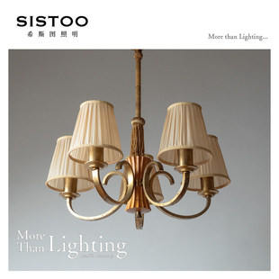 瑞典中世纪1950s古董中古客厅美式 实木餐厅灯卧室吊灯 复古法式