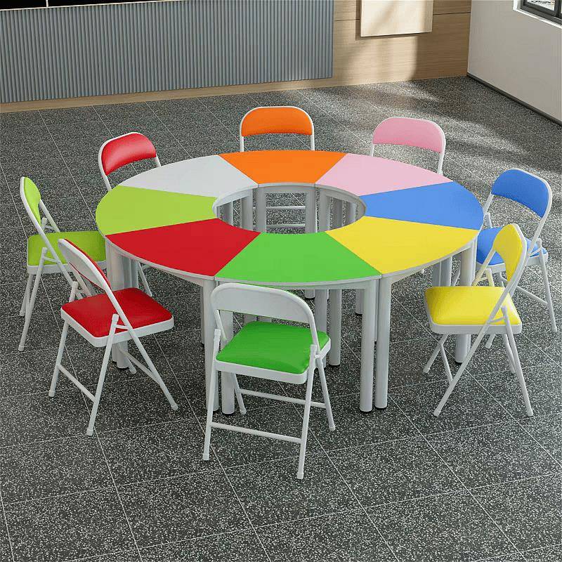 需定制八人团辅桌椅心理咨询阅览辅导桌创客教室彩色圆形移动团体