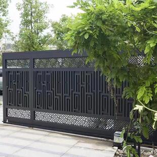 铝合金电动推拉门锻铁别墅庭院门社区花园门室外不锈钢车库门