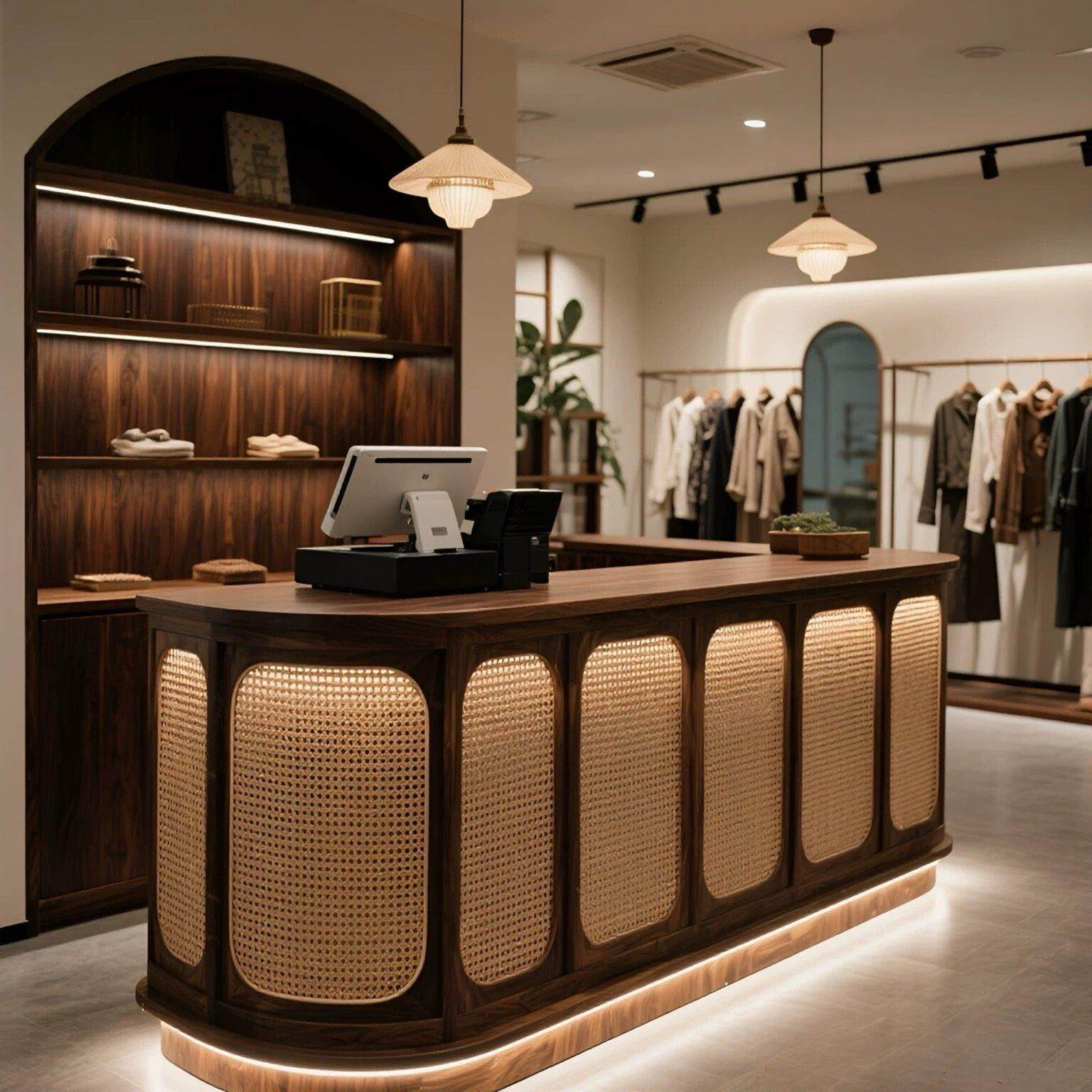 现代简约侘寂收银台服装店前台桌商用店铺藤编装饰花店吧台名宿,商业/办公家具,收银台,淘宝优惠券,粉丝福利购,淘宝优惠卷