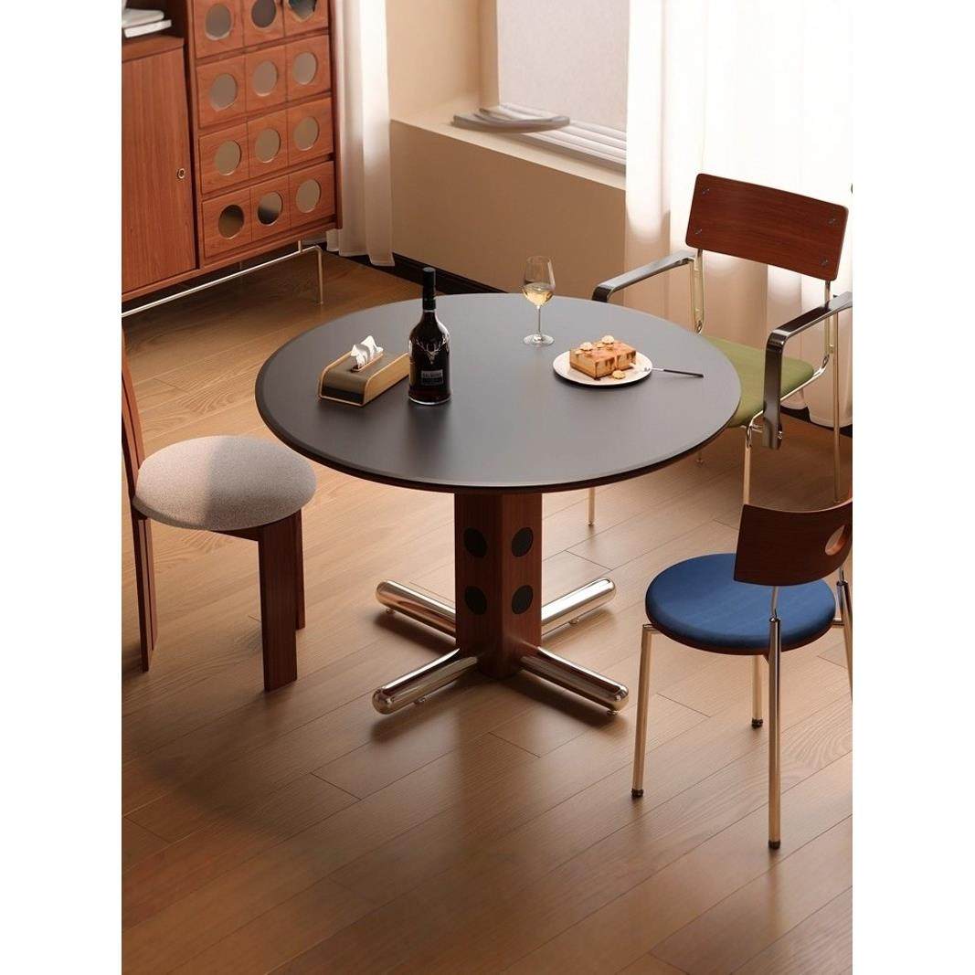 中古岩板餐桌家用小户型实木圆形吃饭桌子覆古包豪斯咖啡厅餐桌椅,住宅家具,岩板餐桌,淘宝优惠券,粉丝福利购,淘宝优惠卷