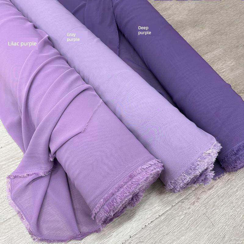 高端紫丁香紫灰紫薄纱雪纺面料吊顶窗帘装饰纯色面料背景面料