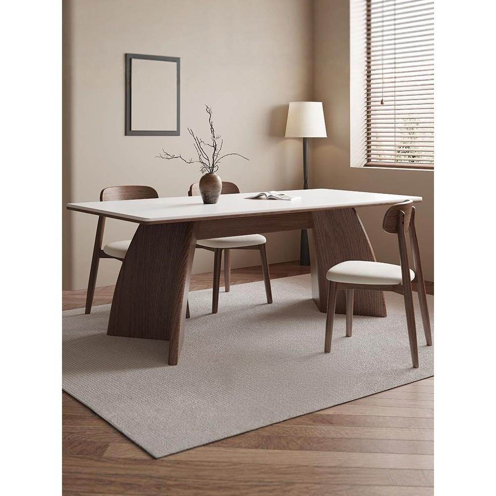 中古风实木岩板餐桌椅组合现代覆古家用饭桌法式长方形高级感桌子,住宅家具,岩板餐桌,淘宝优惠券,粉丝福利购,淘宝优惠卷