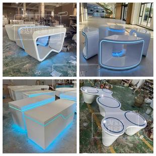 支持定制展台展厅高端异形中岛台科技感创意发光旋转多功能展示柜