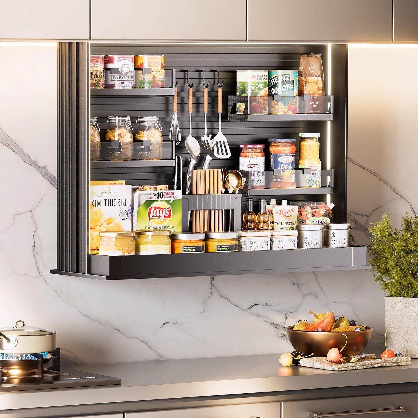 厨房吊柜下拉式垂直拉篮橱柜电动升降拉篮智能语音触摸控制,家装主材,智能拉篮,淘宝优惠券,粉丝福利购,淘宝优惠卷