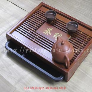 小茶台简约实木茶海茶具托盘套装 小茶盘办公室储排两用家用抽屉式