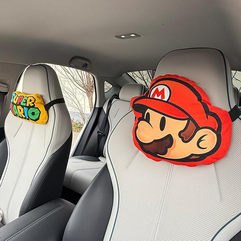 超级马里奥汽车头枕护颈枕可爱车用靠枕车载枕头座椅抱枕腰靠
