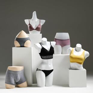 内衣模特道具女男半身哑白色文胸内裤塑料模特橱窗陈列展示架服装