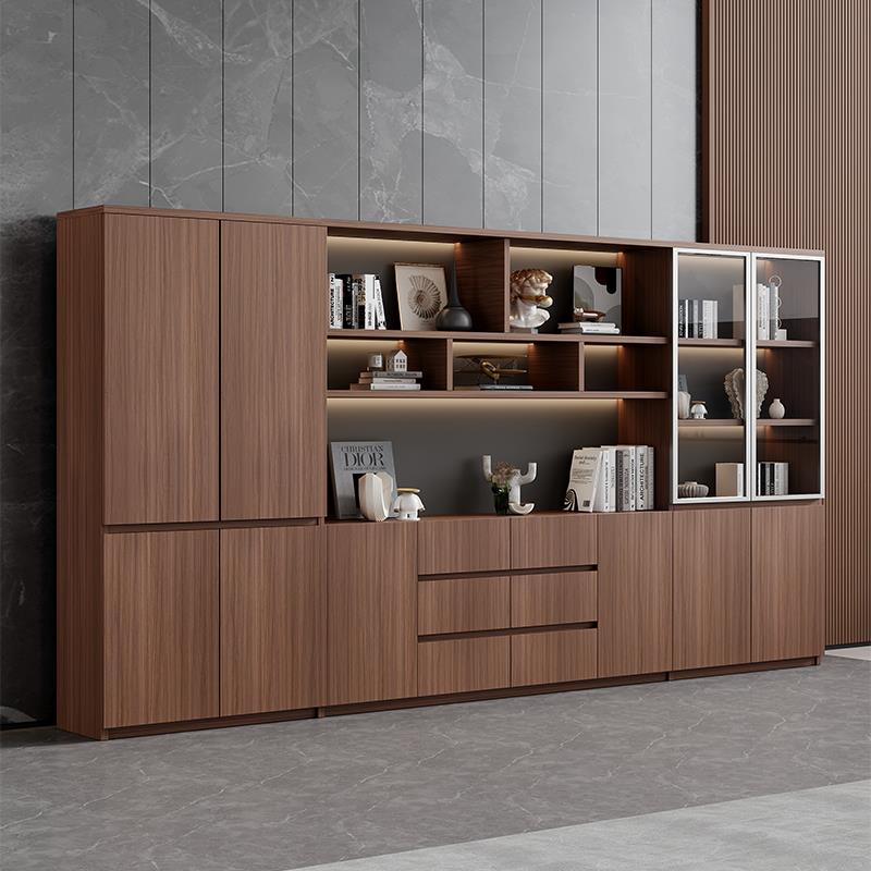 需定制E0级板材老板背景柜办公室书柜文件柜木质资料柜收纳储物柜