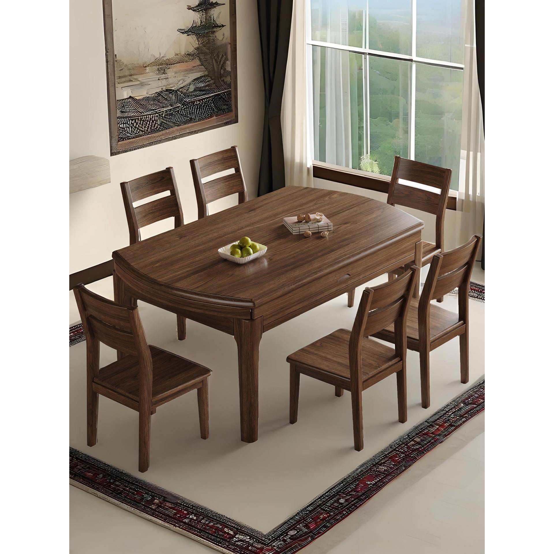 胡桃木实木餐桌椅组合现代简约方圆两用可伸缩折叠小户型家用新品,住宅家具,实木餐桌,淘宝优惠券,粉丝福利购,淘宝优惠卷