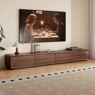 实木电视柜茶几组合北欧实木高低柜现代客厅大小户型胡桃色电视柜