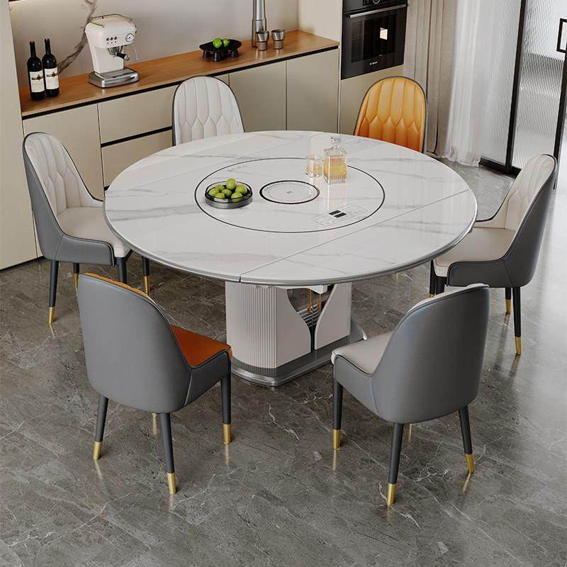 智能岩板餐桌小户型方圆两用伸缩转盘电磁炉折叠家用圆形带储物柜,住宅家具,岩板餐桌,淘宝优惠券,粉丝福利购,淘宝优惠卷